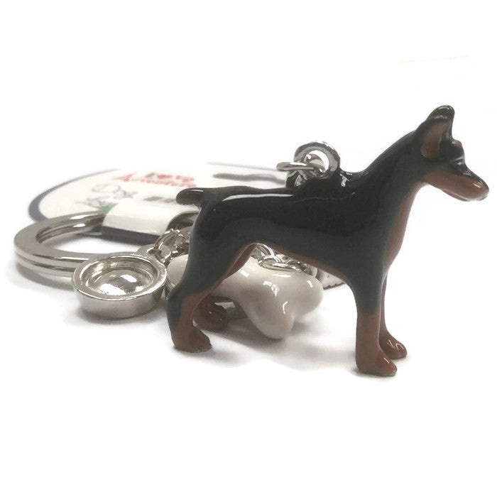 Miniature pinscher dog breed 3D keyring