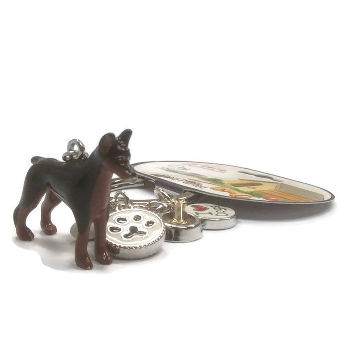 Miniature pinscher dog breed 3D keyring