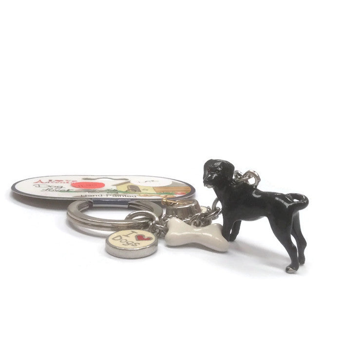 Black lab black Labrador keyring