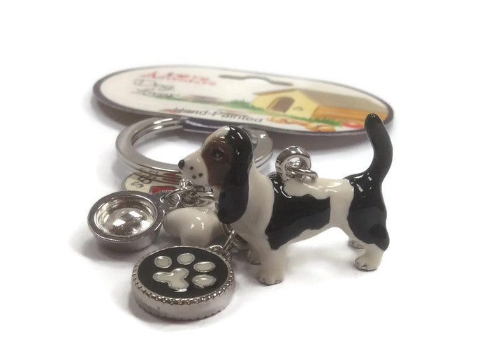 Basset hound dog breed 3D keyring