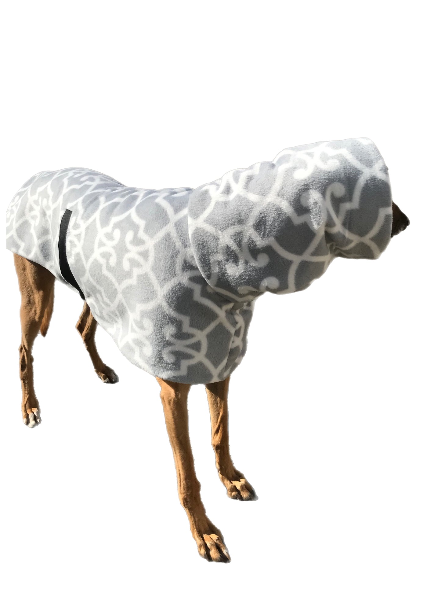 Greyhound coat deluxe style in light grey double polar fleece washable