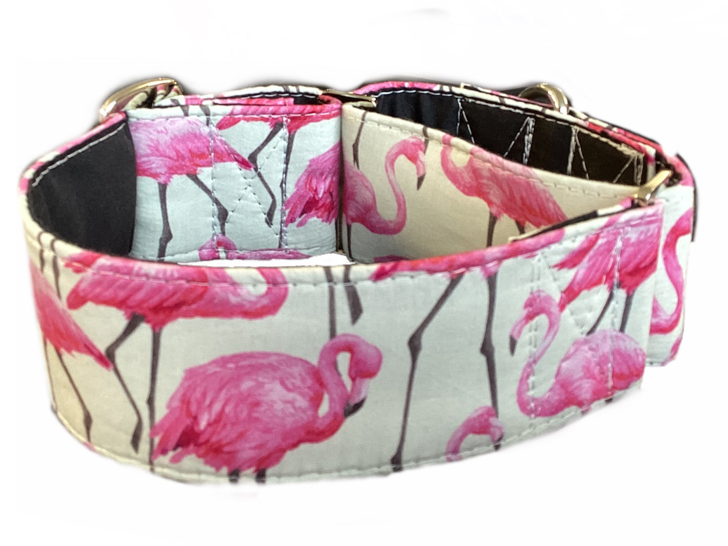 Wide Martingale collar pink flamingo 50mm width greyhound