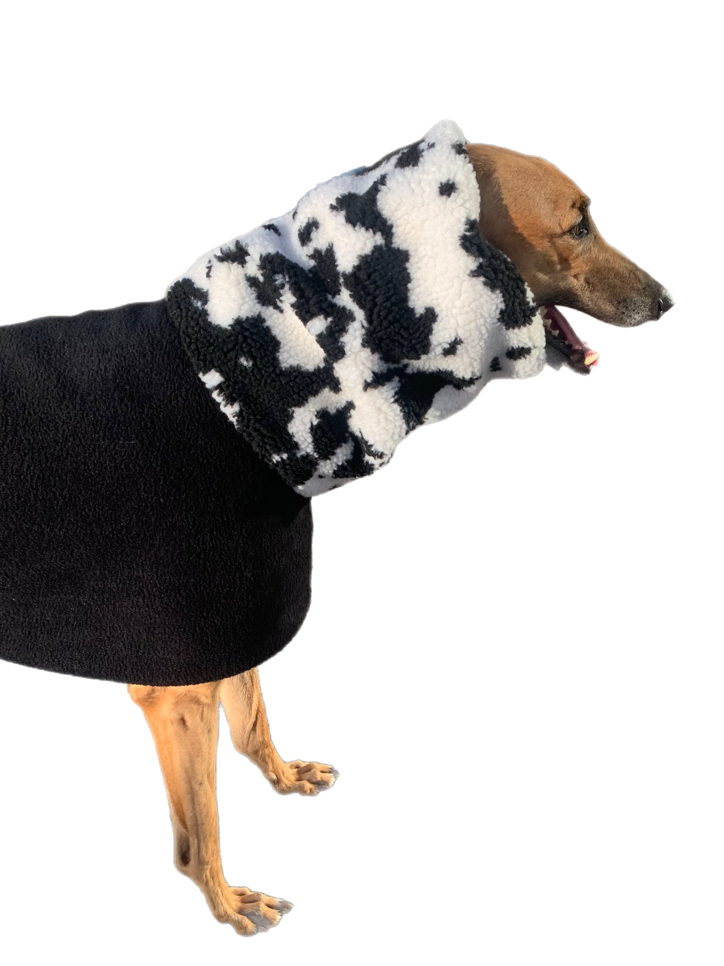 Deluxe greyhound coat rug thick polar fleece washable extra wide Sherpa neck hoodie