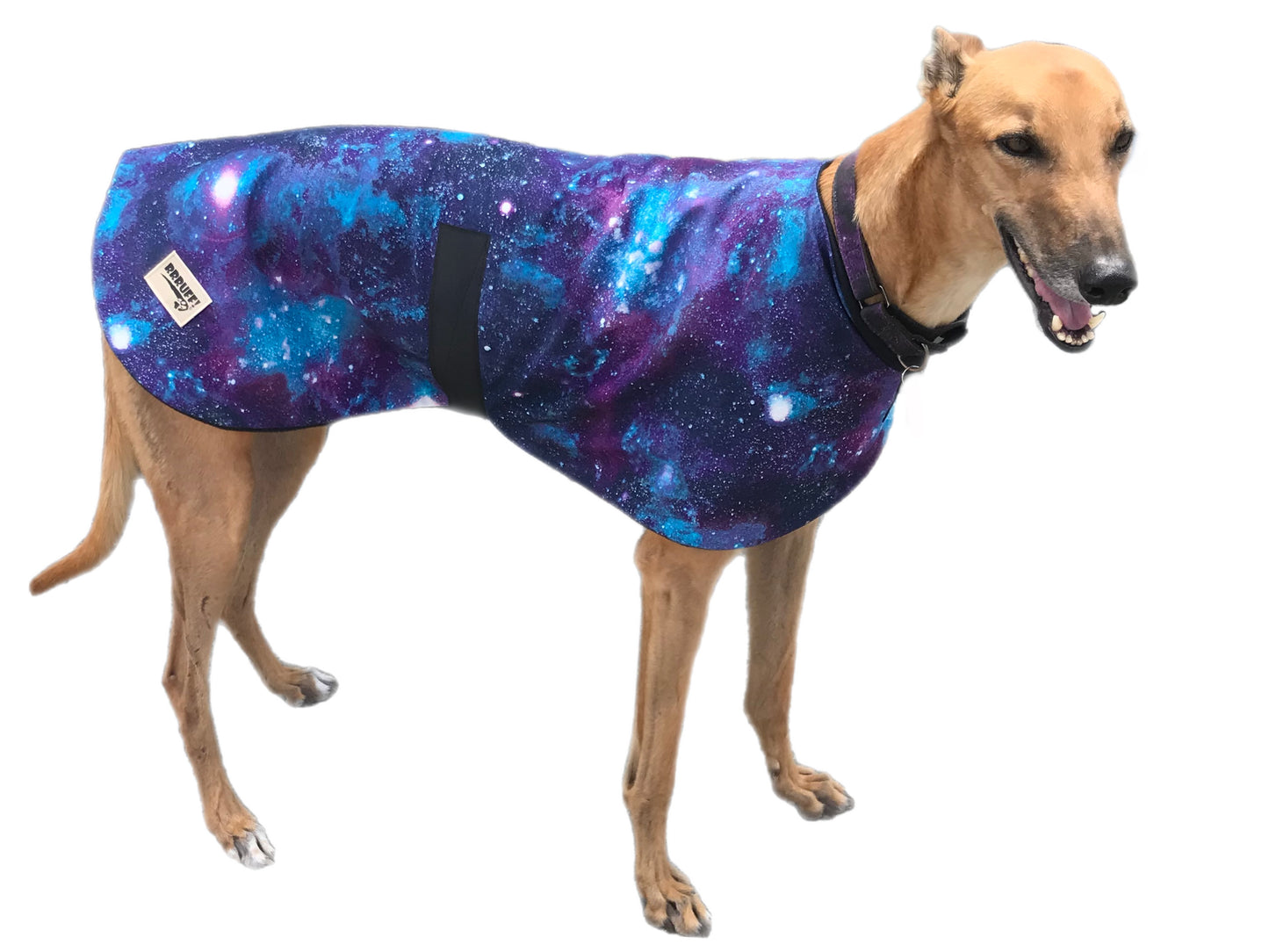 Summer range classic style Greyhound ‘galaxy print’ coat in cotton & thin fleece washable