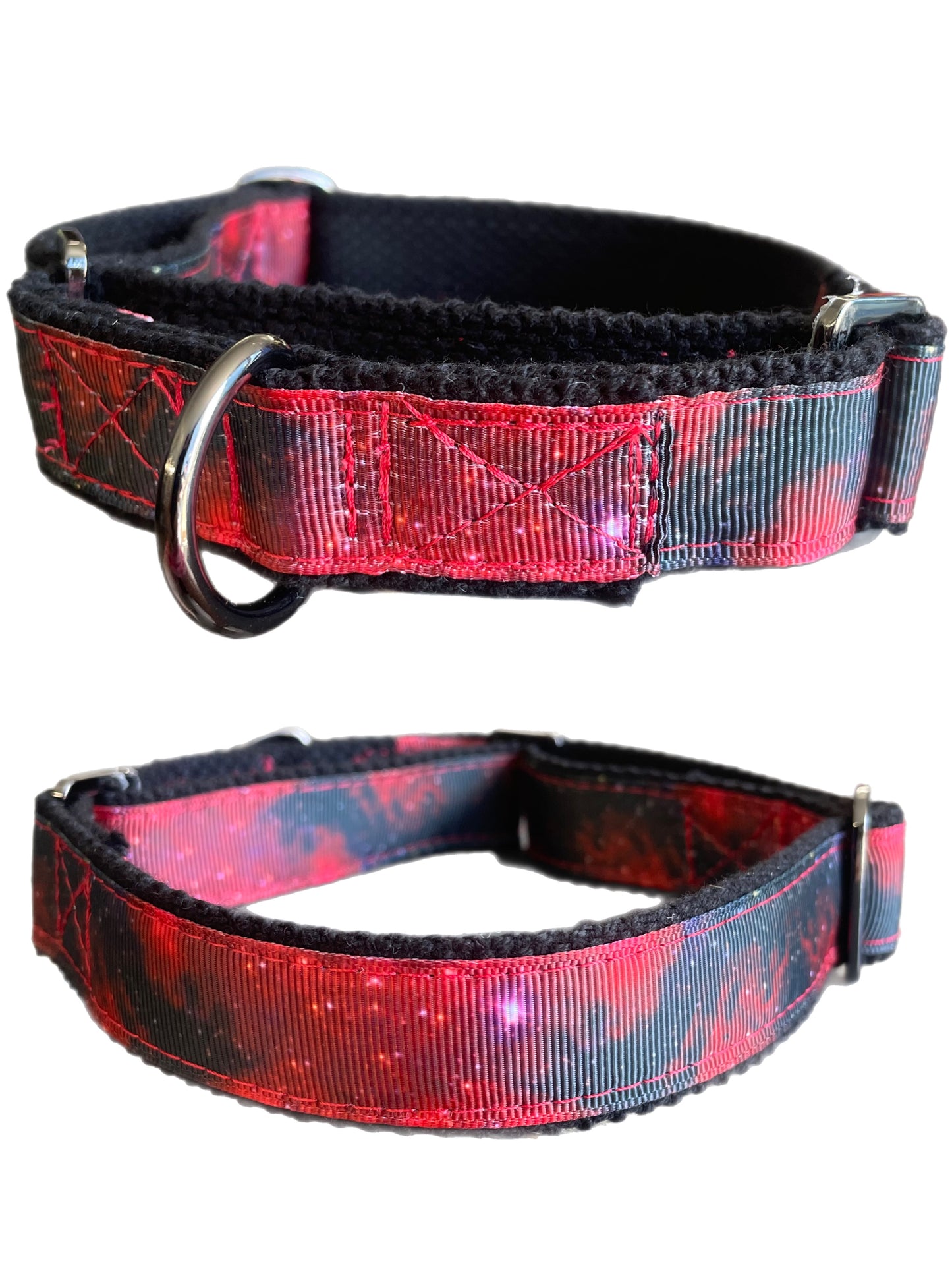 Greyhound Martingale 25mm house collar with galaxy design on red