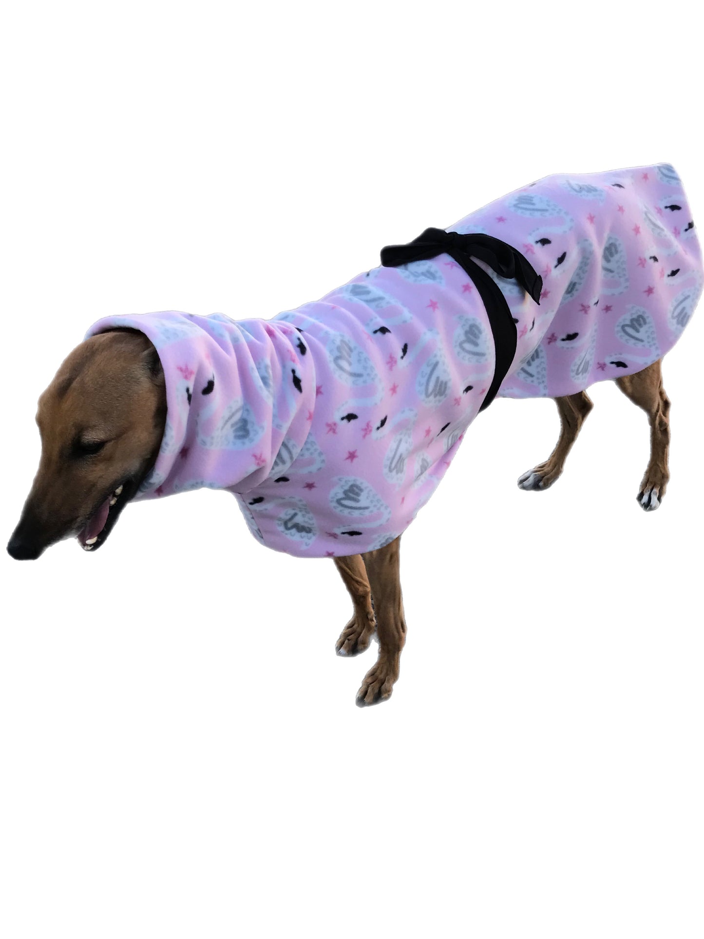 Baby Pink Greyhound Deluxe lightweight fleece, Autumn wear washable extra wide hoodie