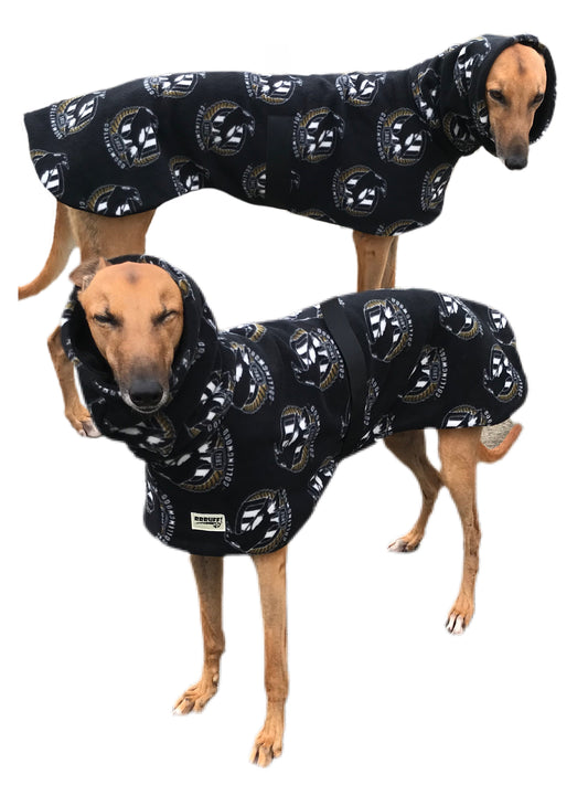 AFL Collingwood inspired greyhound coat deluxe style double polar fleece washable