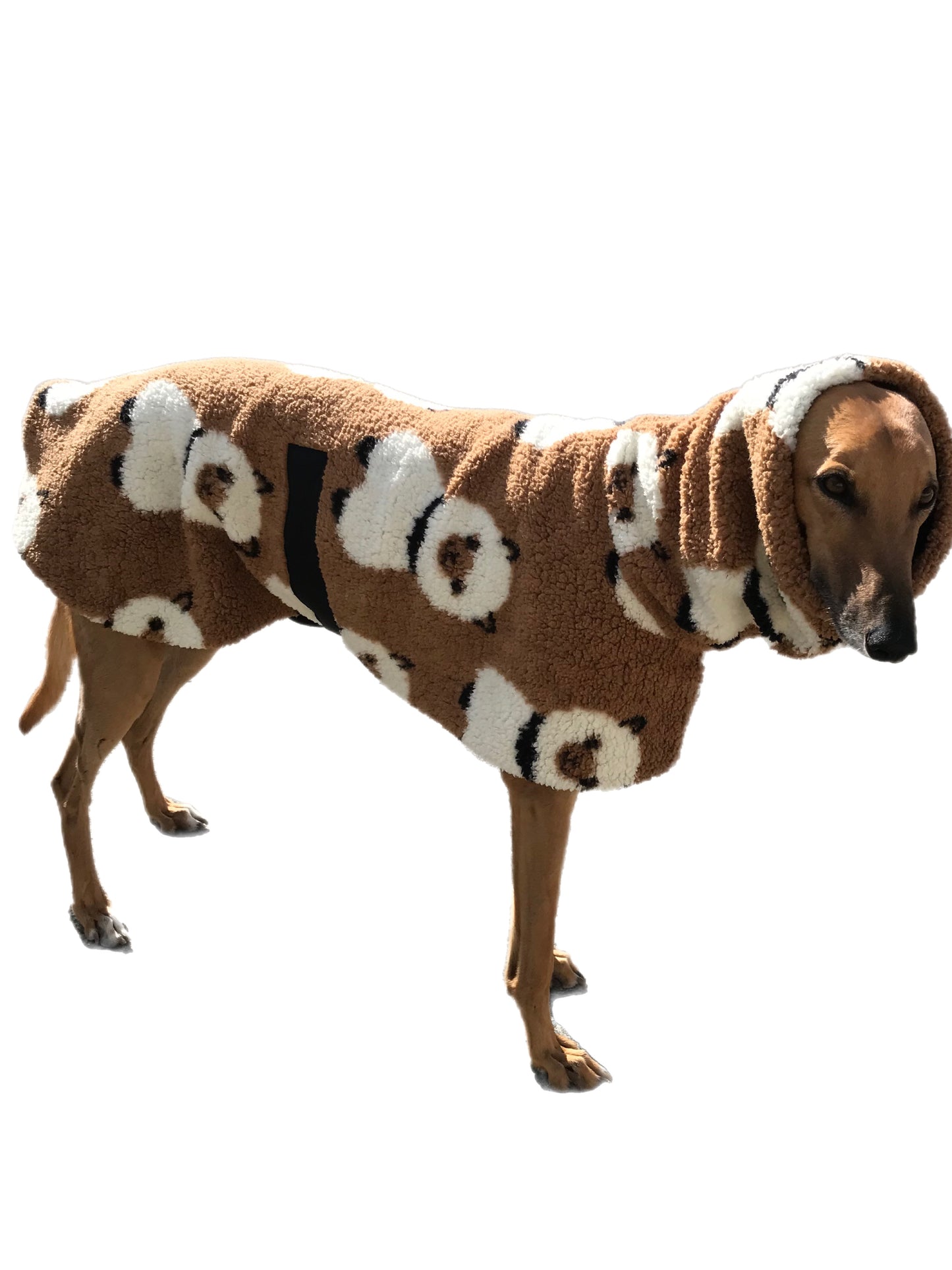 Extra thick Sherpa deluxe style greyhound coat with snuggly wide neck roll