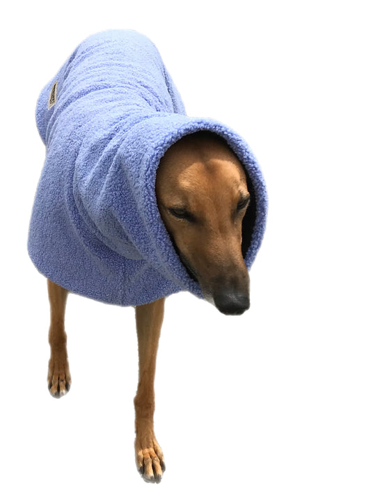 Lilac haze Teddy fleece extra thick deluxe style greyhound coat with snuggly wide neck roll