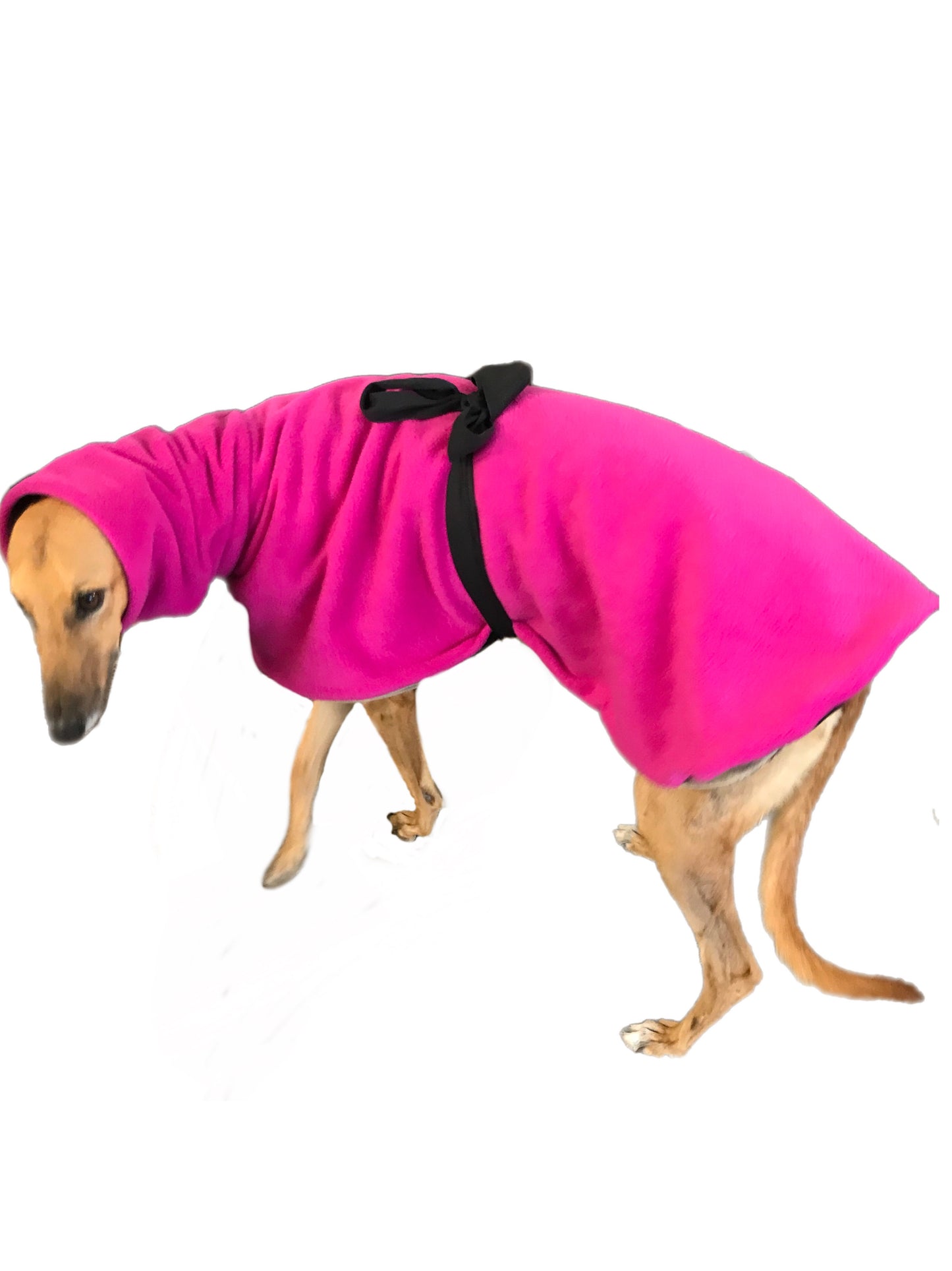Pink Greyhound Deluxe Dog coat dog rug, double polar fleece washable extra wide hoodie