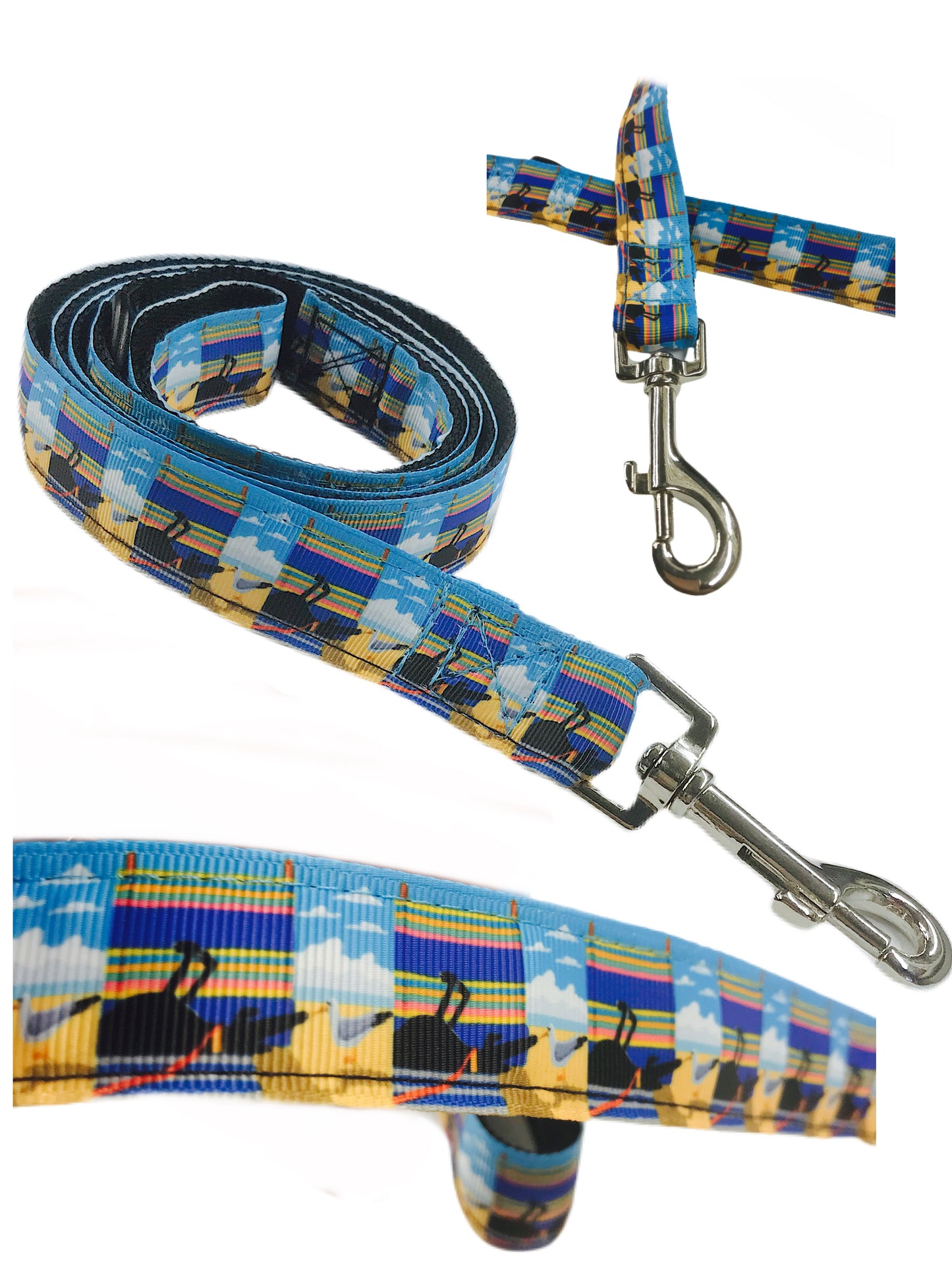 Leash with reclining greyhound print sewn onto lead