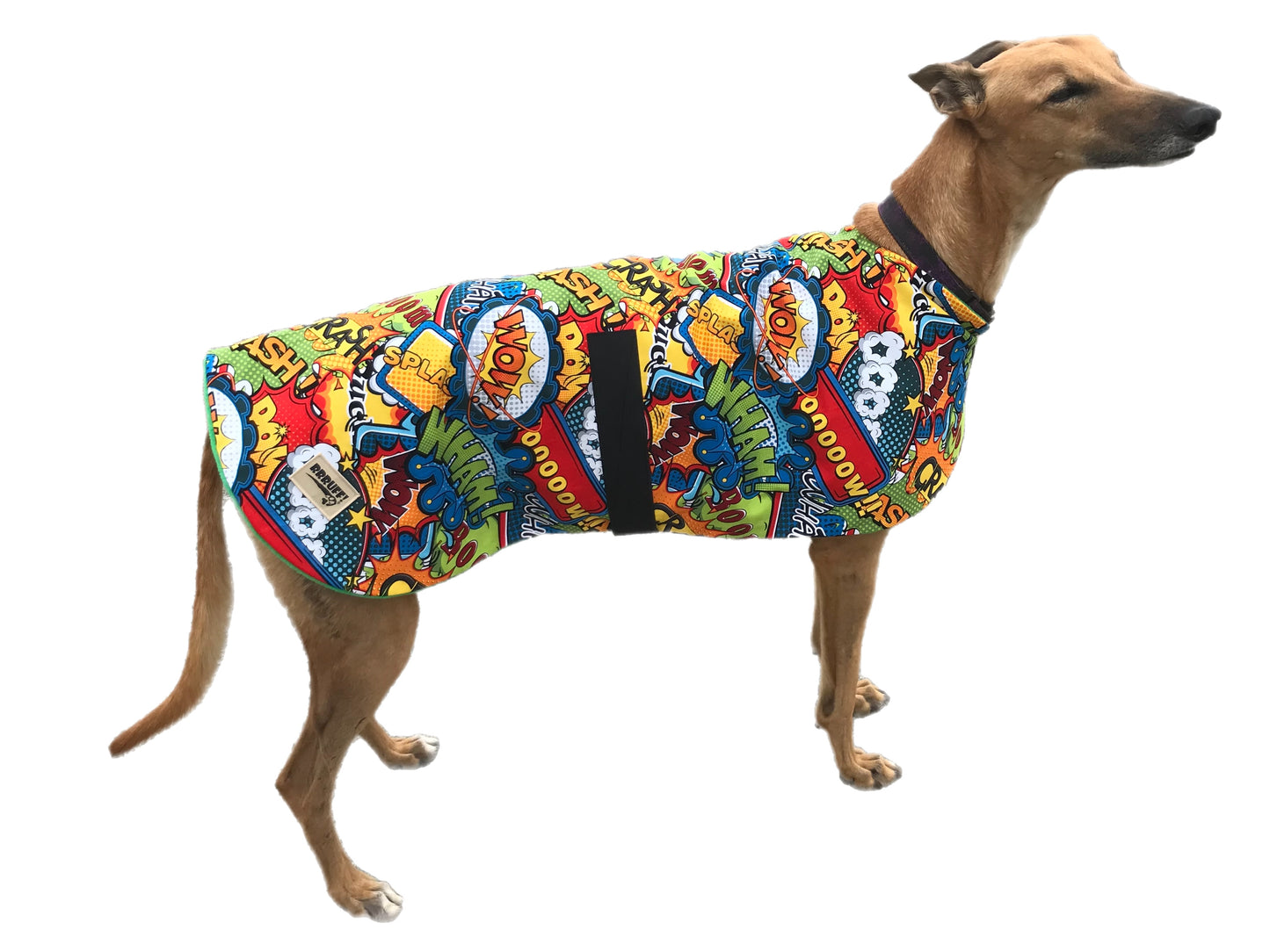 Summer/Spring range classic style Greyhound ‘kapow‘ design in cotton & fleece washable