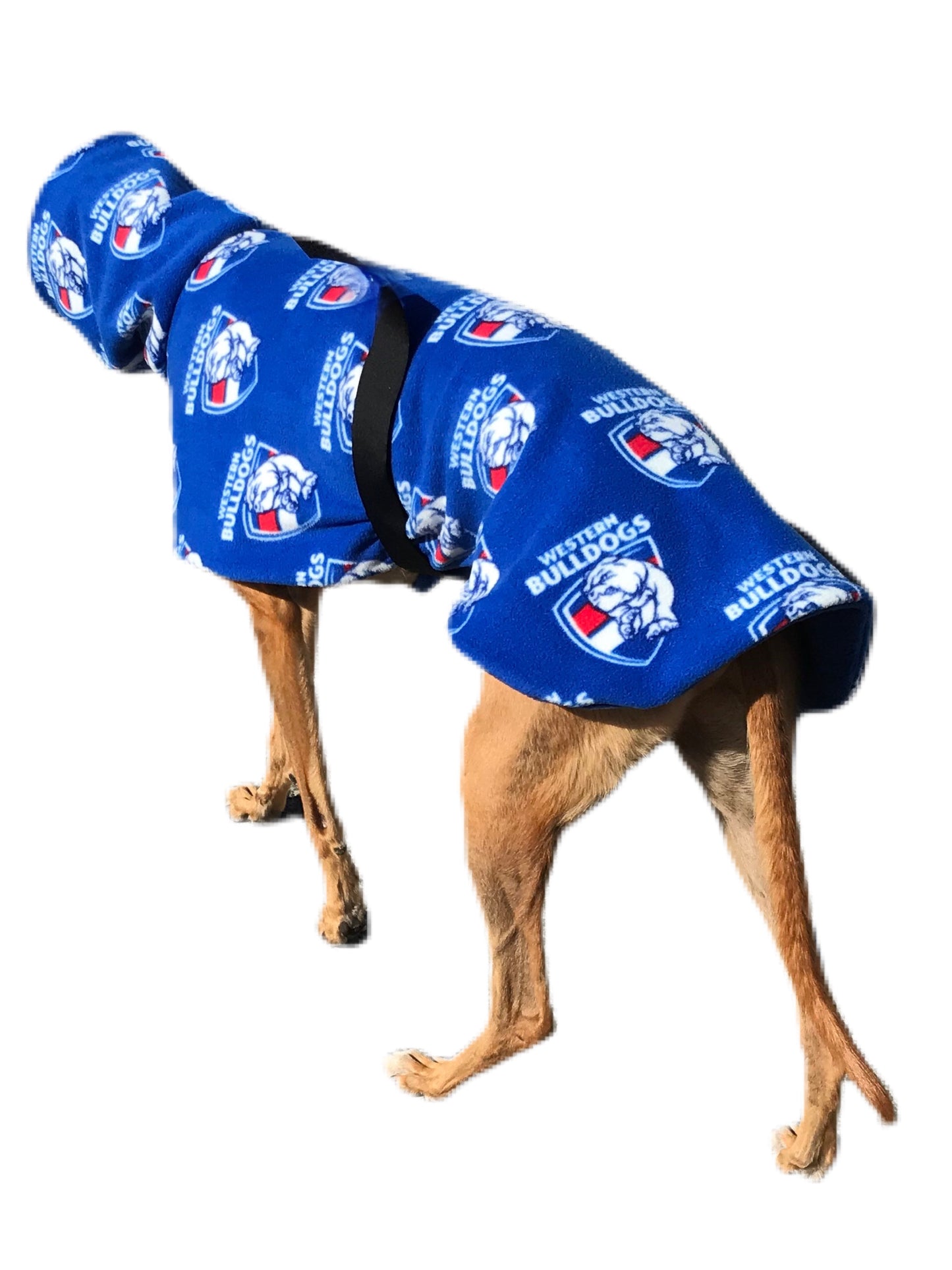 AFL Western Bulldogs inspired greyhound coat deluxe style double polar fleece washable