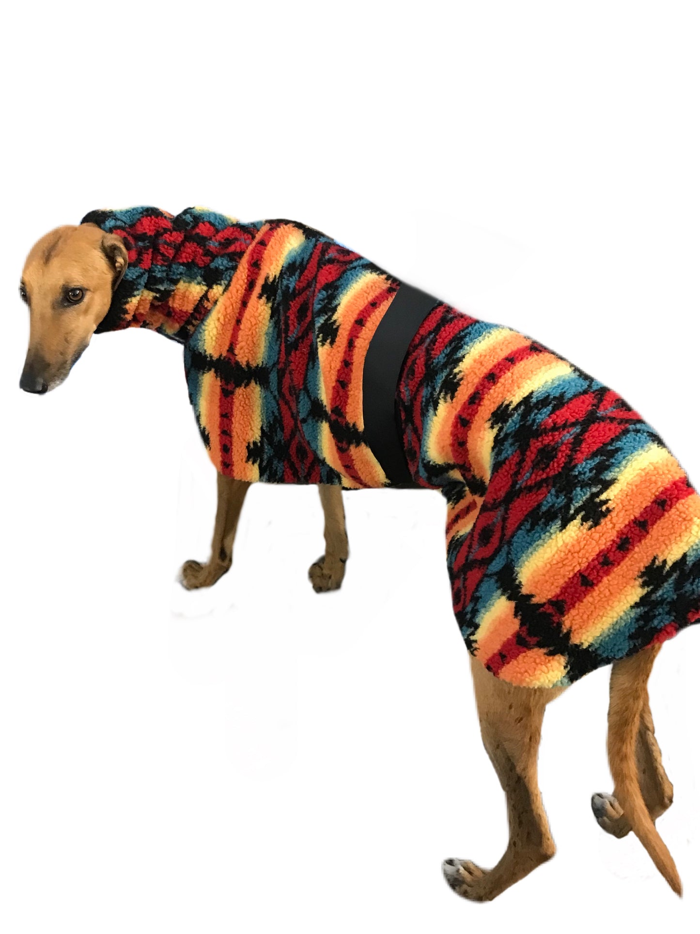 Extra thick Desert Sherpa deluxe style greyhound coat with snuggly wide neck roll