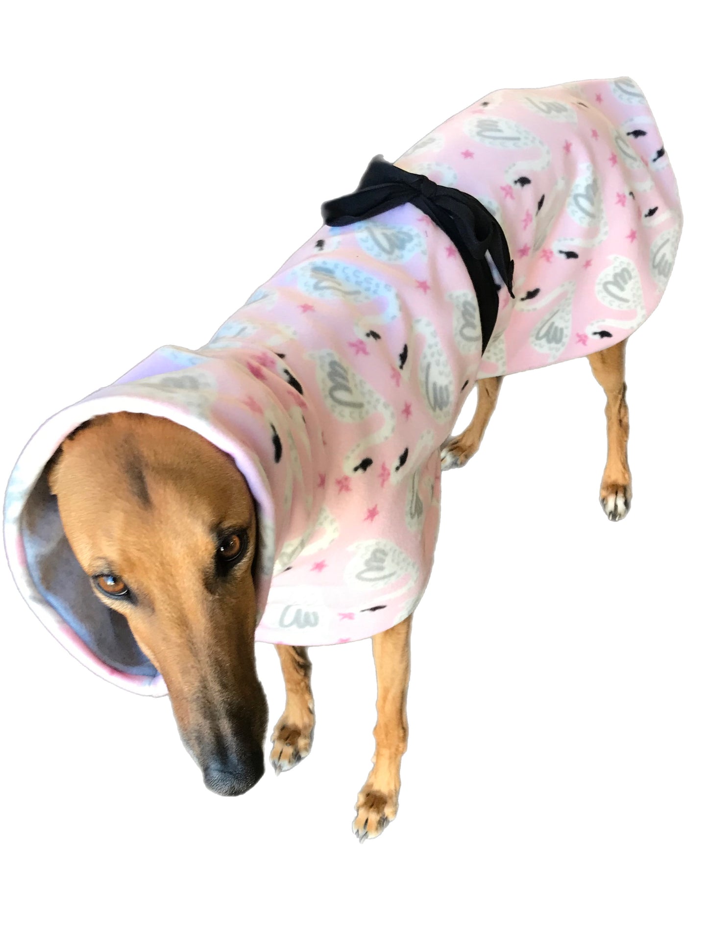 Baby Pink Greyhound Deluxe lightweight fleece, Autumn wear washable extra wide hoodie