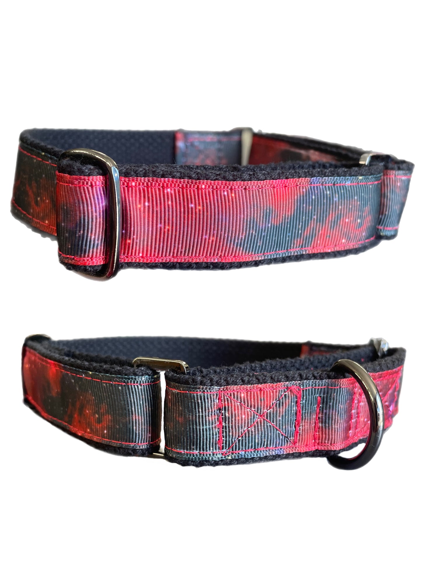 Greyhound Martingale 25mm house collar with galaxy design on red