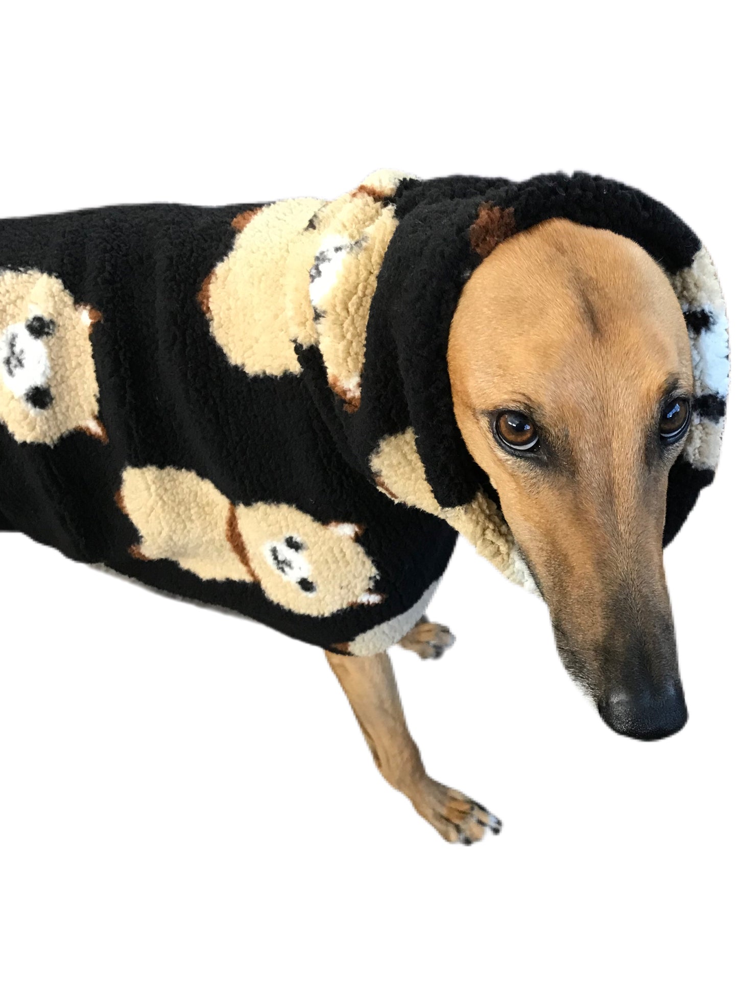 Last one! Extra thick soft Sherpa deluxe style greyhound coat with snuggly wide neck roll