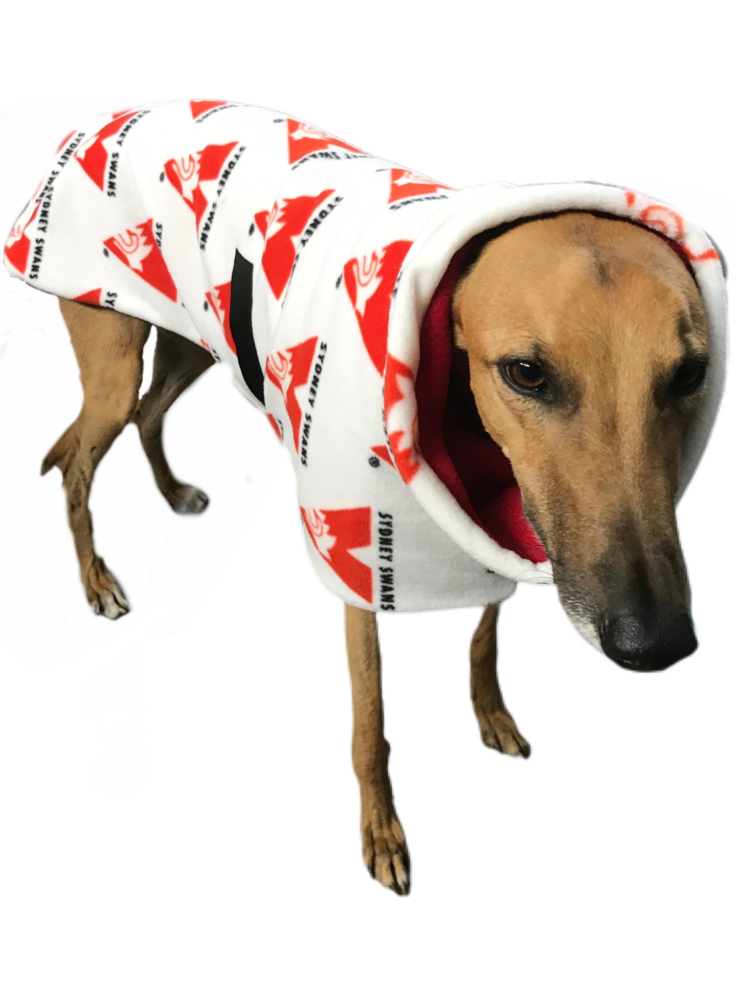 AFL Sydney Swans inspired greyhound coat deluxe style double polar fleece washable
