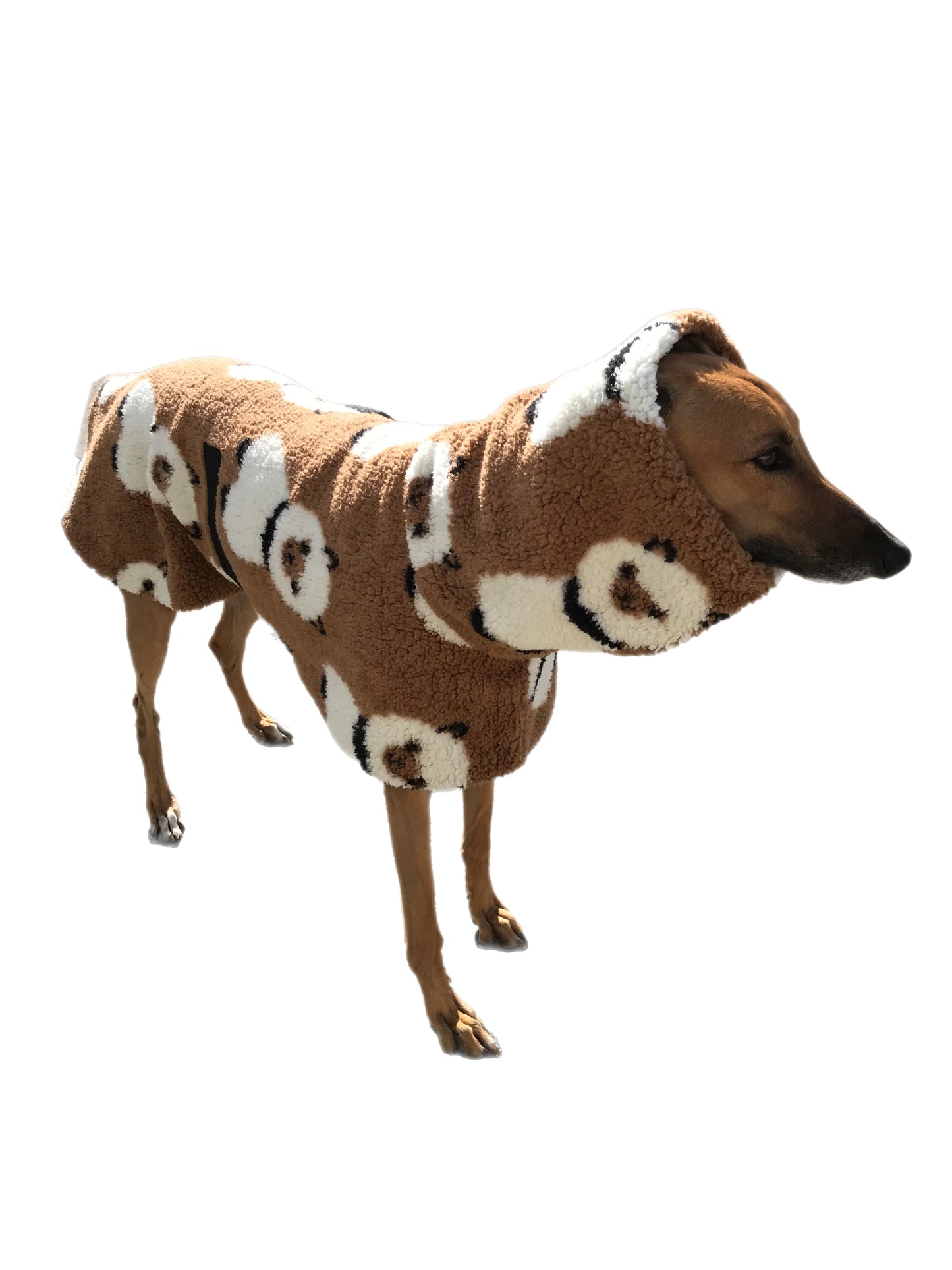 Extra thick Sherpa deluxe style greyhound coat with snuggly wide neck roll