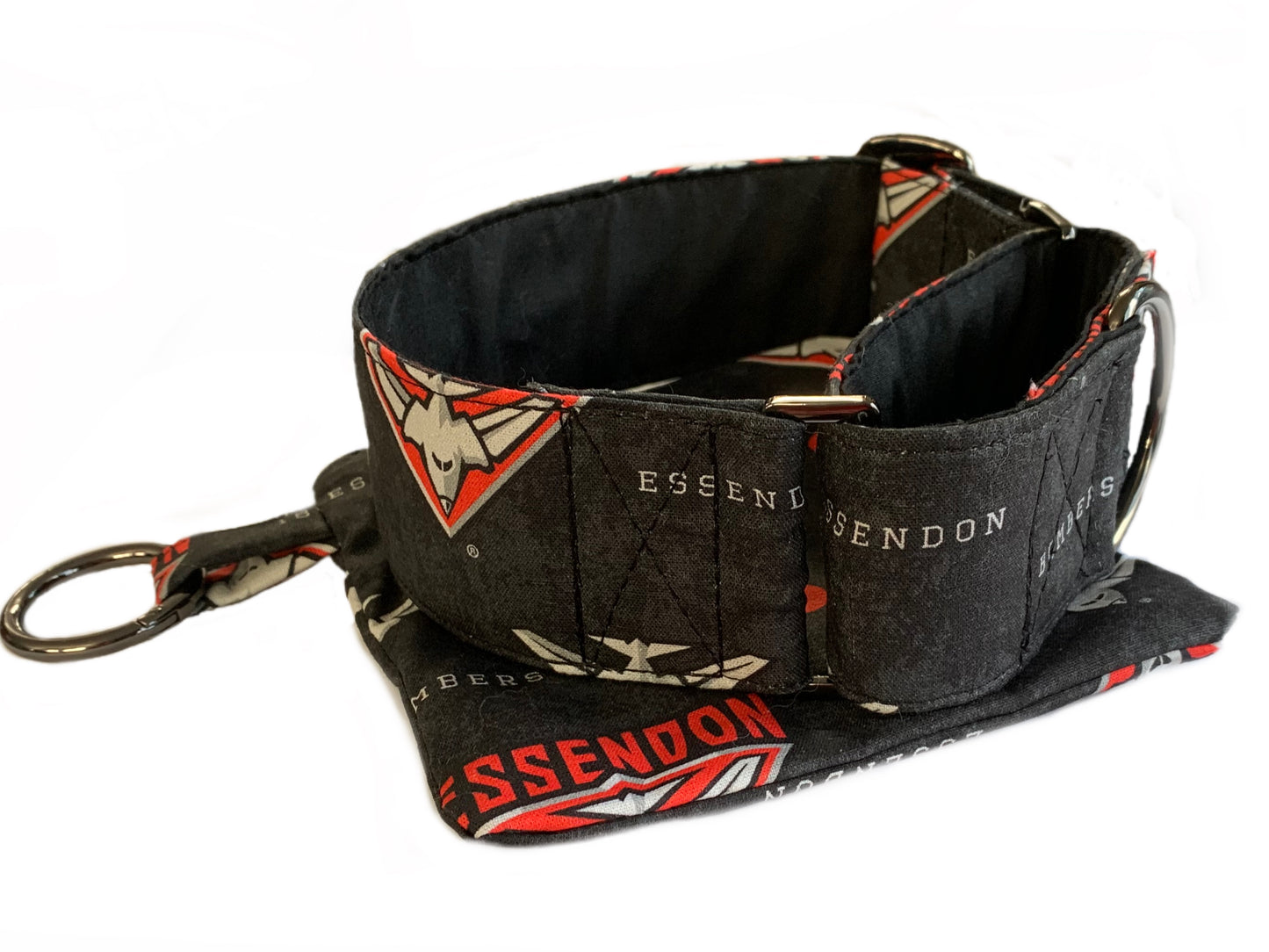 Bombers Martingale collar greyhound collar AFL Essendon Bombers footy cotton fabric