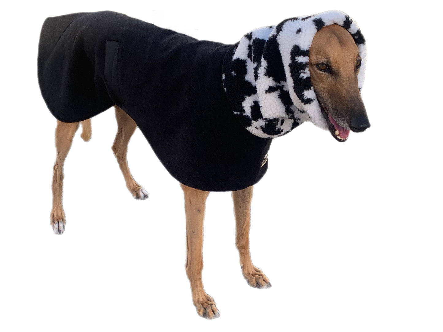 Deluxe greyhound coat rug thick polar fleece washable extra wide Sherpa neck hoodie