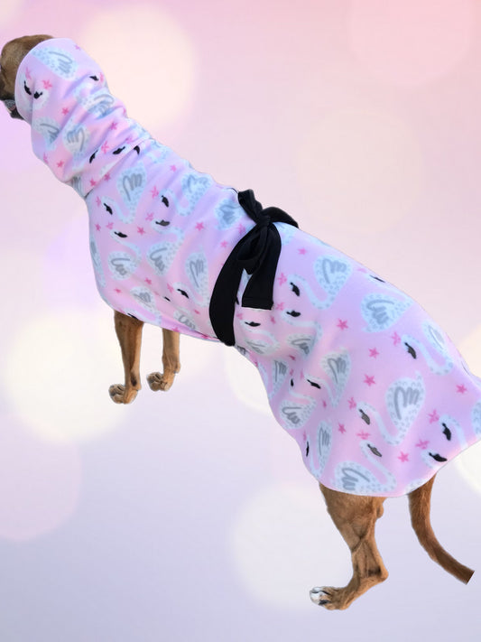 Baby Pink Greyhound Deluxe lightweight fleece, Autumn wear washable extra wide hoodie